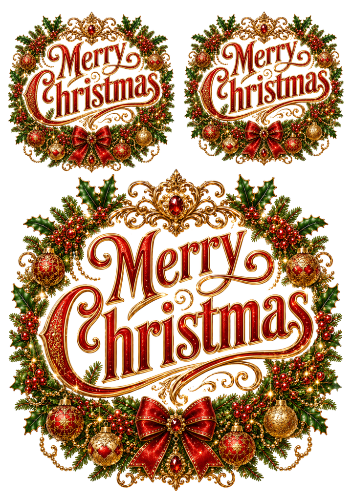 Rice Paper For Decoupage Sign -  Merry Christmas  Collage  Cat. No. 9498