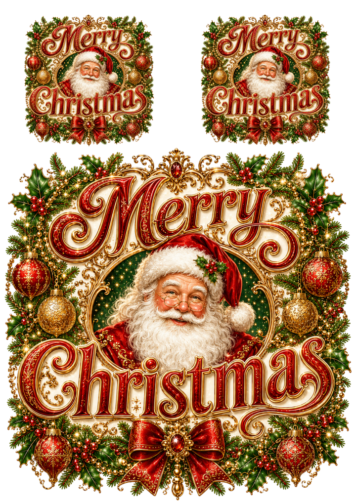 Rice Paper For Decoupage Sign -  Merry Christmas  Collage  Cat. No. 9499