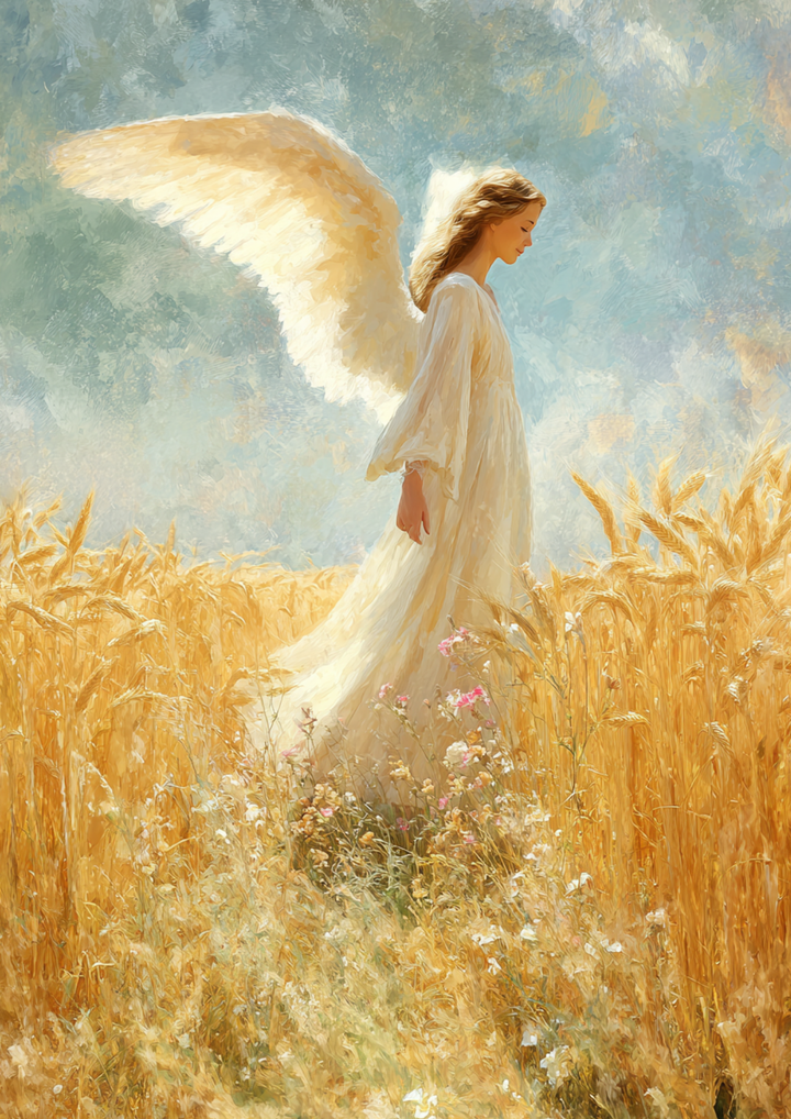 Rice Paper For Decoupage Angel in the Wheat Field Full  Cat. No. 9513