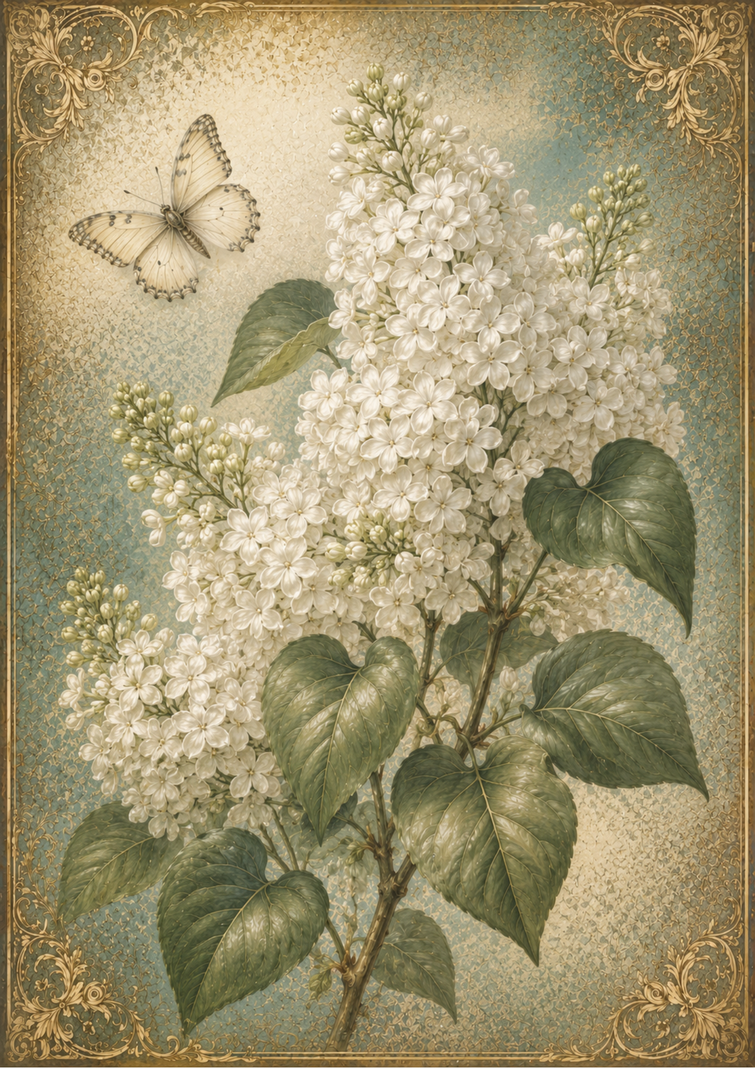 Rice Paper For Decoupage White Lilac &amp; Butterfly Full  Cat. No. 9559