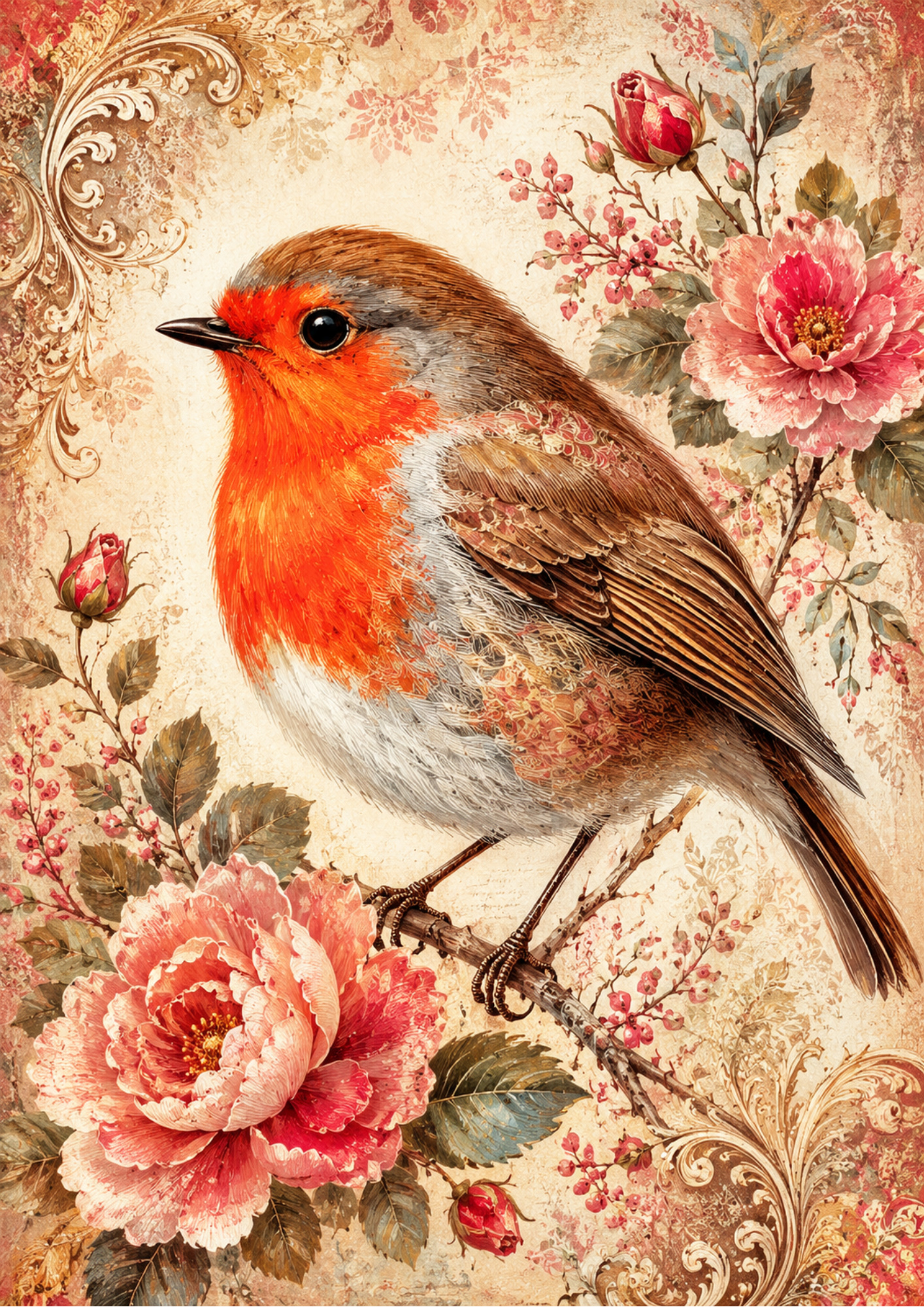 Rice Paper For Decoupage Red Robin Full  Cat. No. 9575