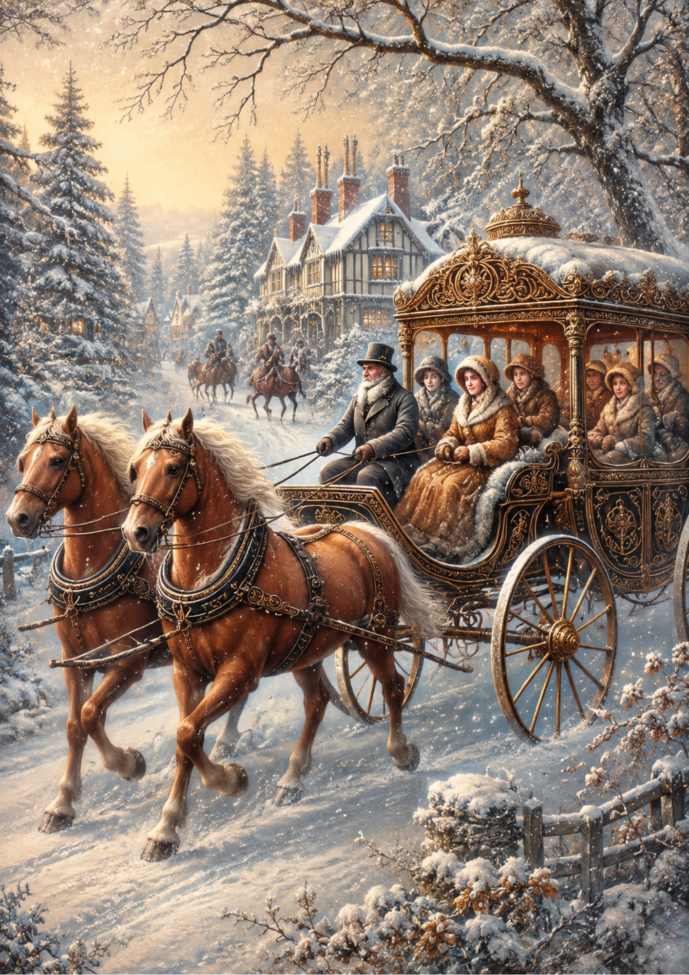Rice Paper For Decoupage Victorian Winter Tour Full  Cat. No. 9579