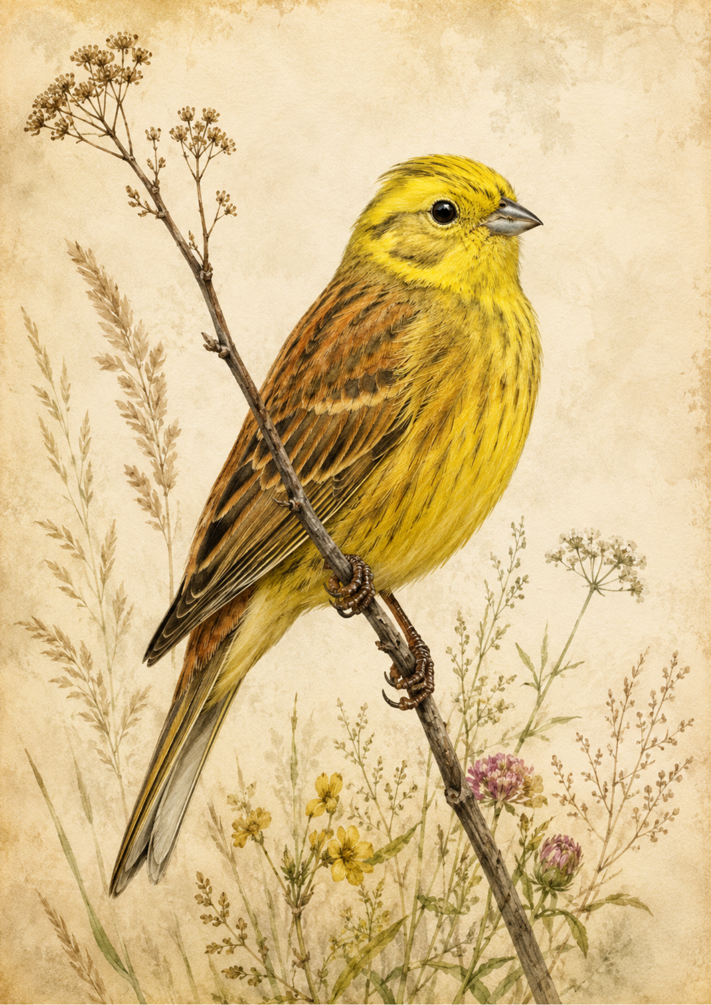 Rice Paper For Decoupage Yellowhammer Bird Full  Cat. No. 9586