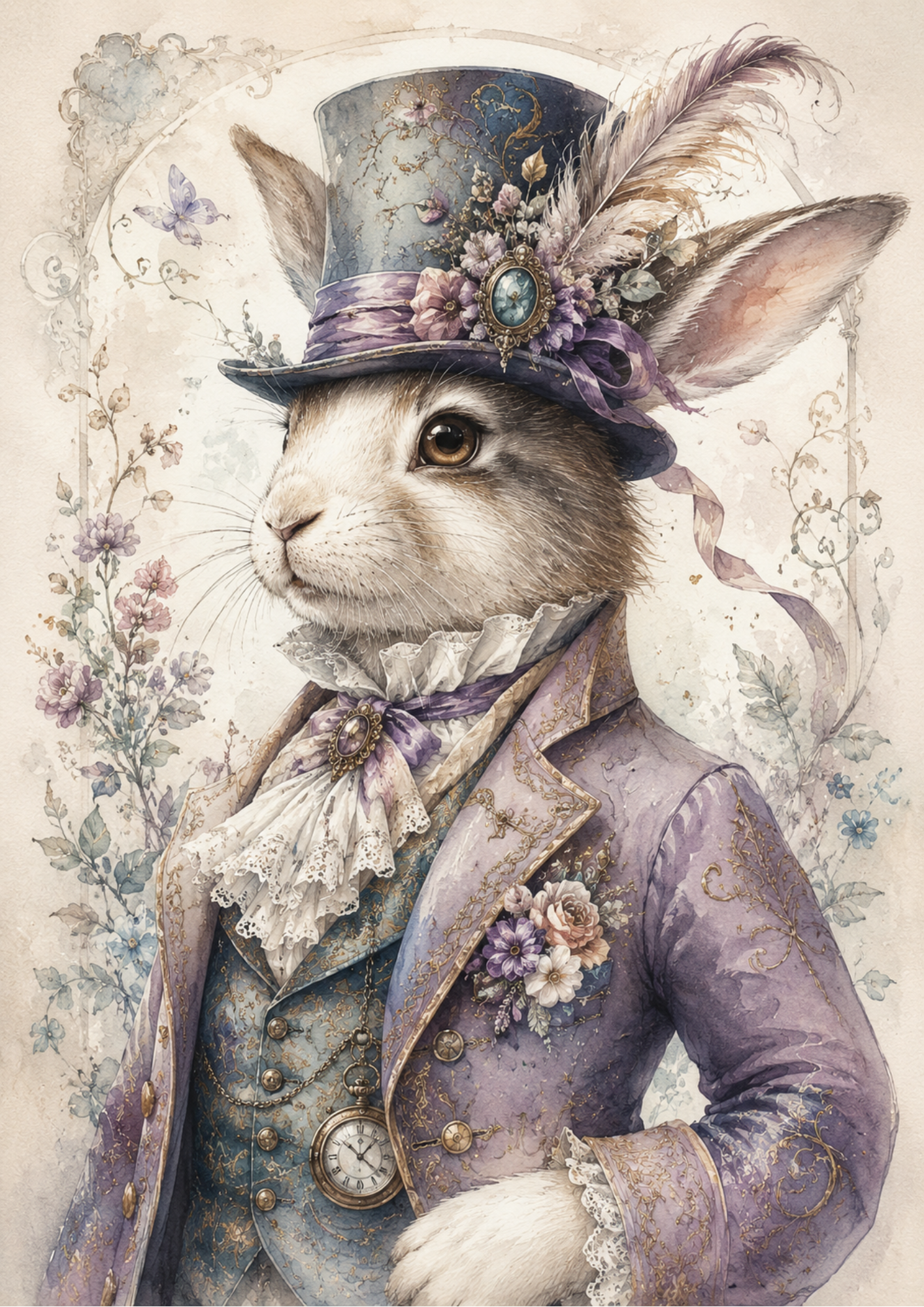 Rice Paper For Decoupage White Rabbit Portrait  Full  Cat. No. 9591
