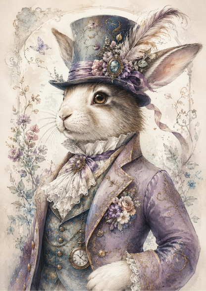 Rice Paper For Decoupage White Rabbit Portrait  Full  Cat. No. 9591