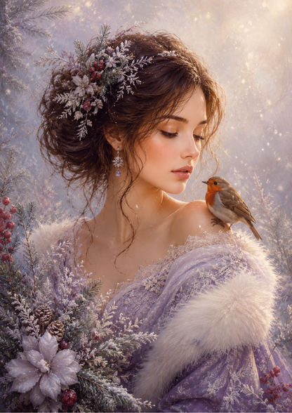 Rice Paper For Decoupage Beautiful Woman Portrait on Winter Time Full  Cat. No. 9594