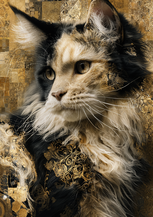 Rice Paper For Decoupage  Cat in Klimt Style Full  Cat. No. 9624