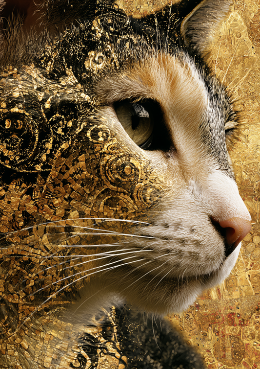 Rice Paper For Decoupage  Cat in Klimt Style Full  Cat. No. 9625