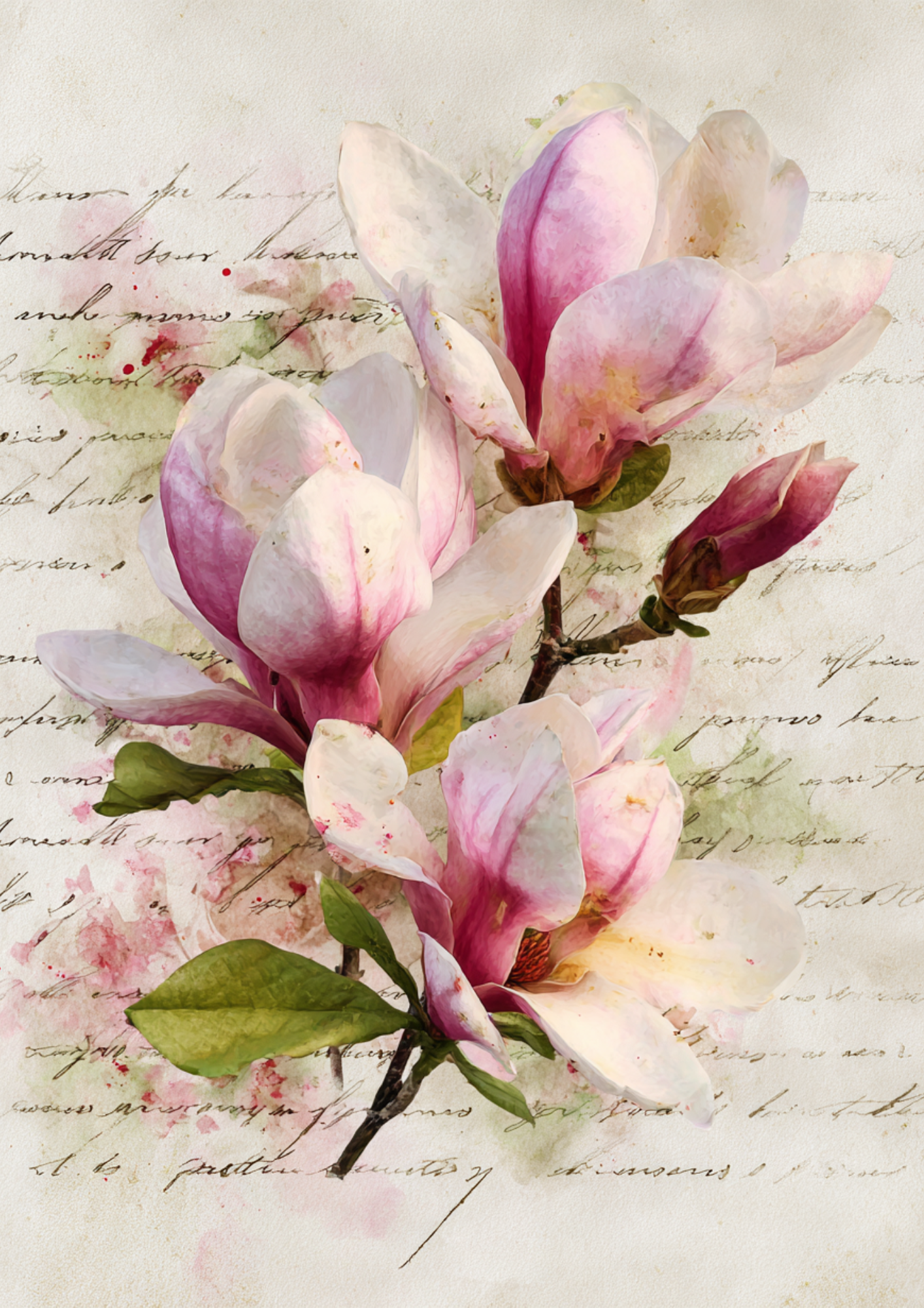 Rice Paper For Decoupage  Magnolia Flowers Full  Cat. No. 9626