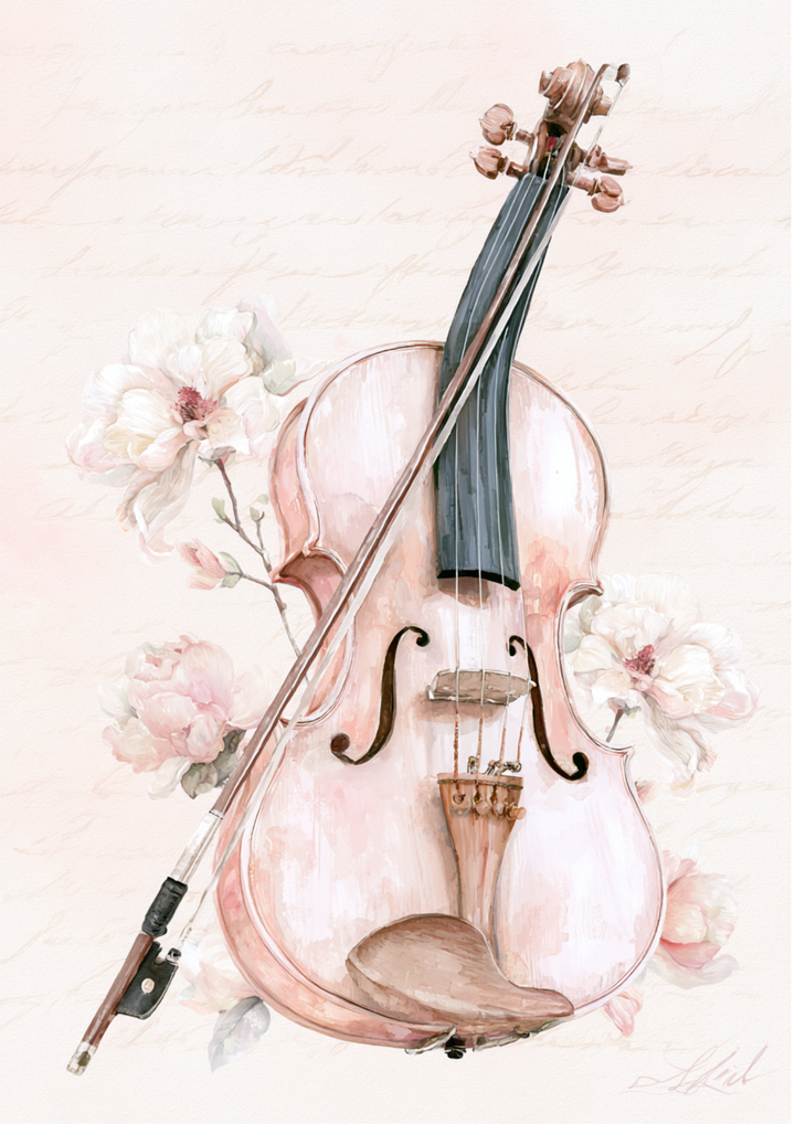 Rice Paper For Decoupage  Romantic Violin Full  Cat. No. 9631