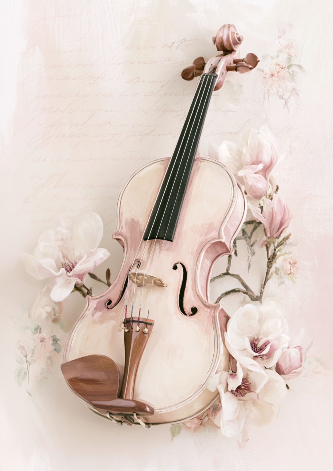 Rice Paper For Decoupage  Romantic Violin - Instrument Motif Full  Cat. No. 9634