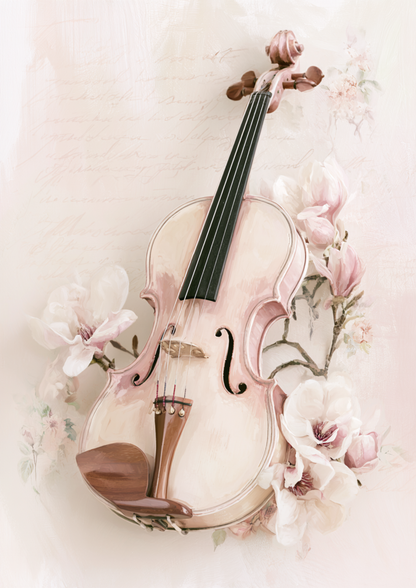 Rice Paper For Decoupage  Romantic Violin - Instrument Motif Full  Cat. No. 9634