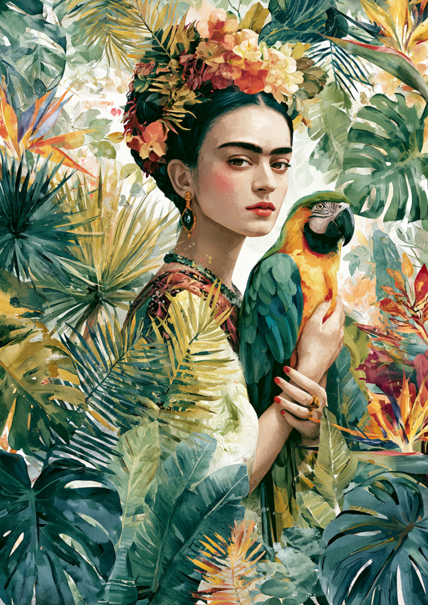 Rice Paper For Decoupage  Frida Kahlo Portrait  Full  Cat. No. 9637