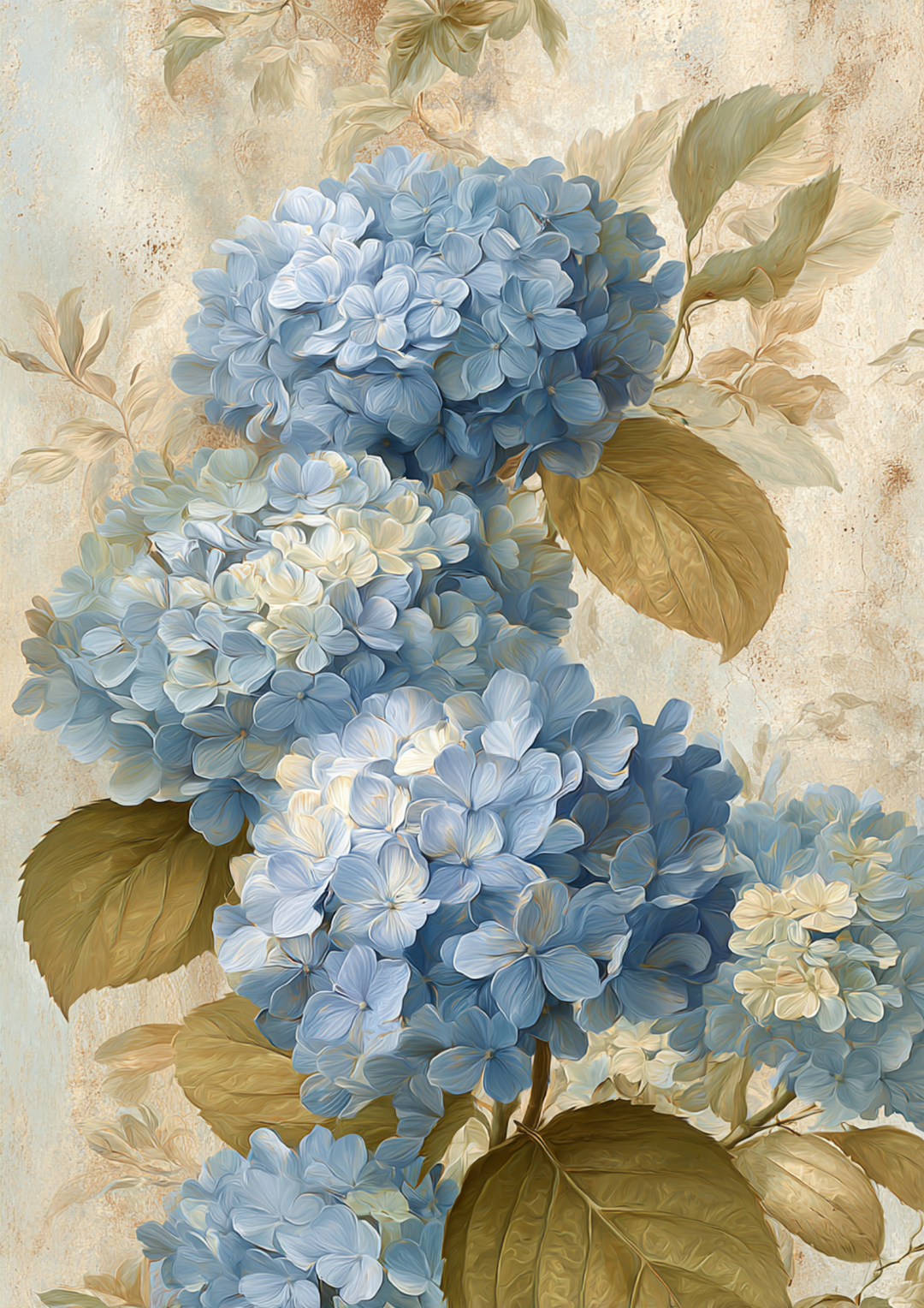 Rice Paper For Decoupage  Blue Hydrangea Flowers Full  Cat. No. 9639