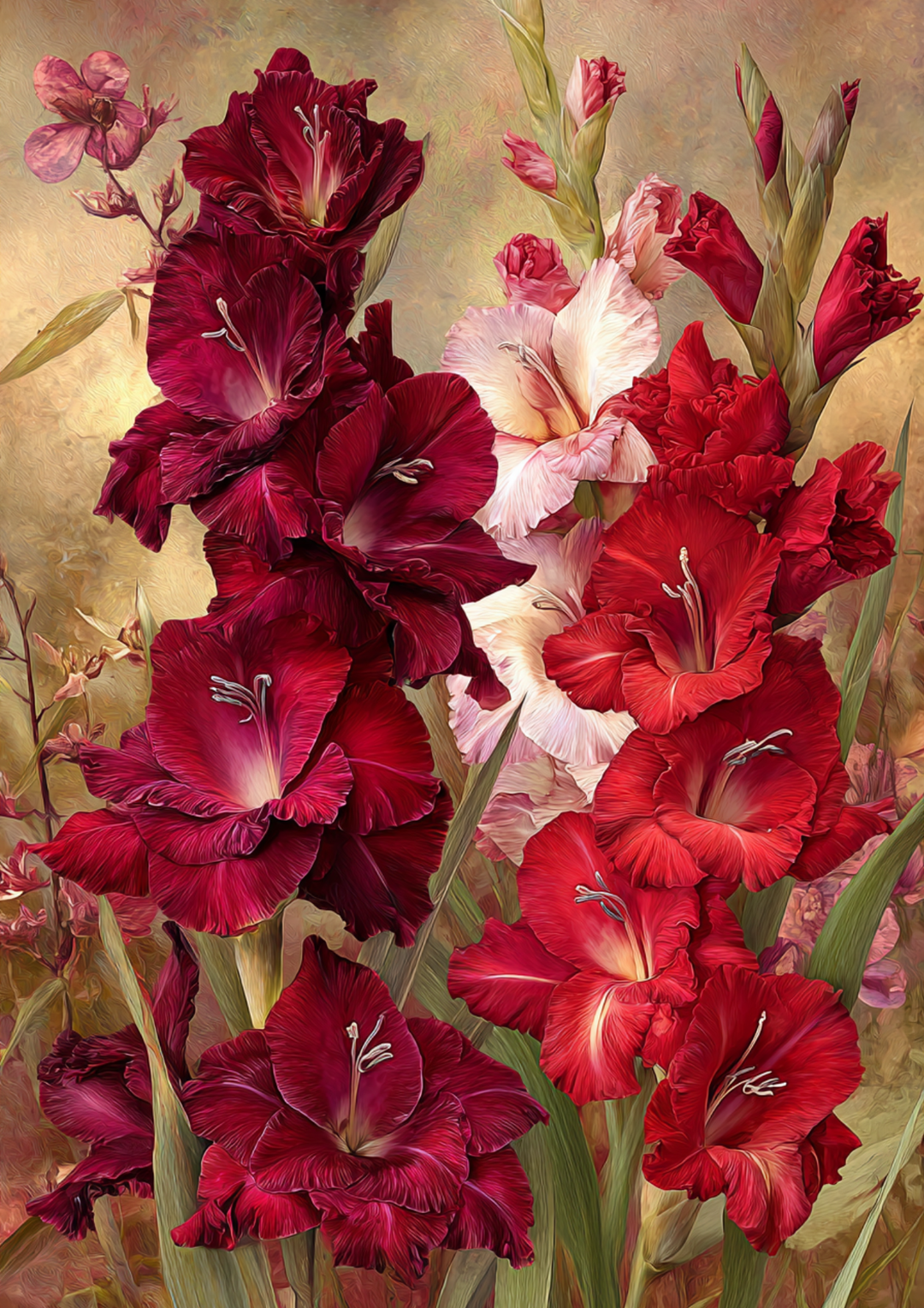 Rice Paper For Decoupage  Bouquet of Gladioli Flowers Full  Cat. No. 9645