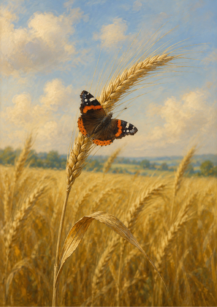 Rice Paper For Decoupage Wild Grain &amp; Butterfly  Full  Cat. No. 9668