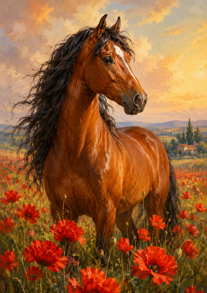 Rice Paper For Decoupage Horse in the Meadow Full  Cat. No. 9682