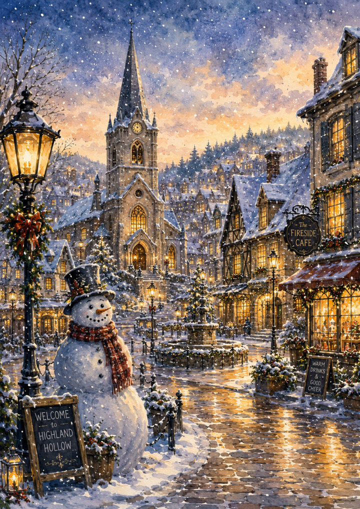 Rice Paper For Decoupage Winter Snowy Village Full  Cat. No. 9693