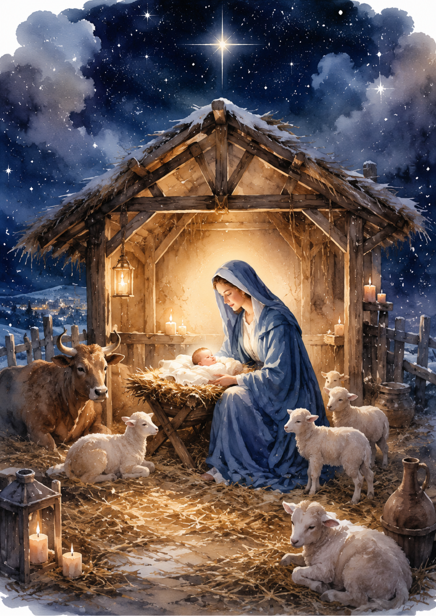 Rice Paper For Decoupage Nativity Scene - Mother & Jesus Full  Cat. No. 9696