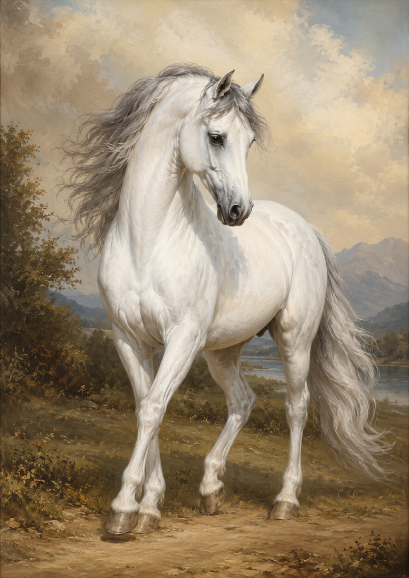 Rice Paper For Decoupage White Horse Full  Cat. No. 9700