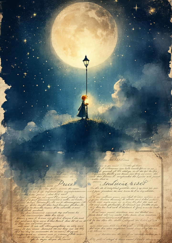 Rice Paper For Decoupage The Little Prince &amp; Moon Full  Cat. No. 9701