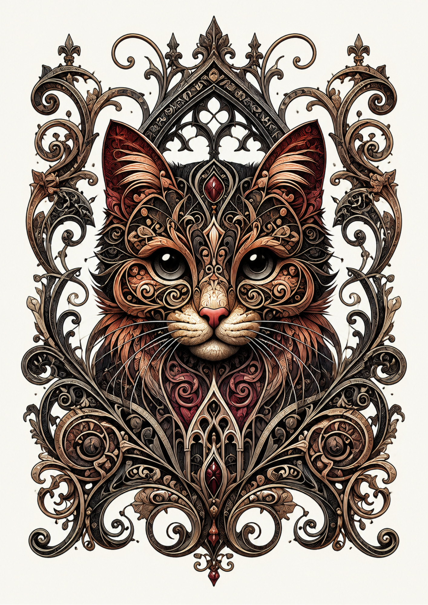 Rice Paper For Decoupage Gothic Cat Portrait Full  Cat. No. 9712
