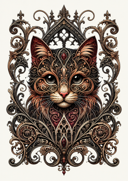 Rice Paper For Decoupage Gothic Cat Portrait Full  Cat. No. 9712