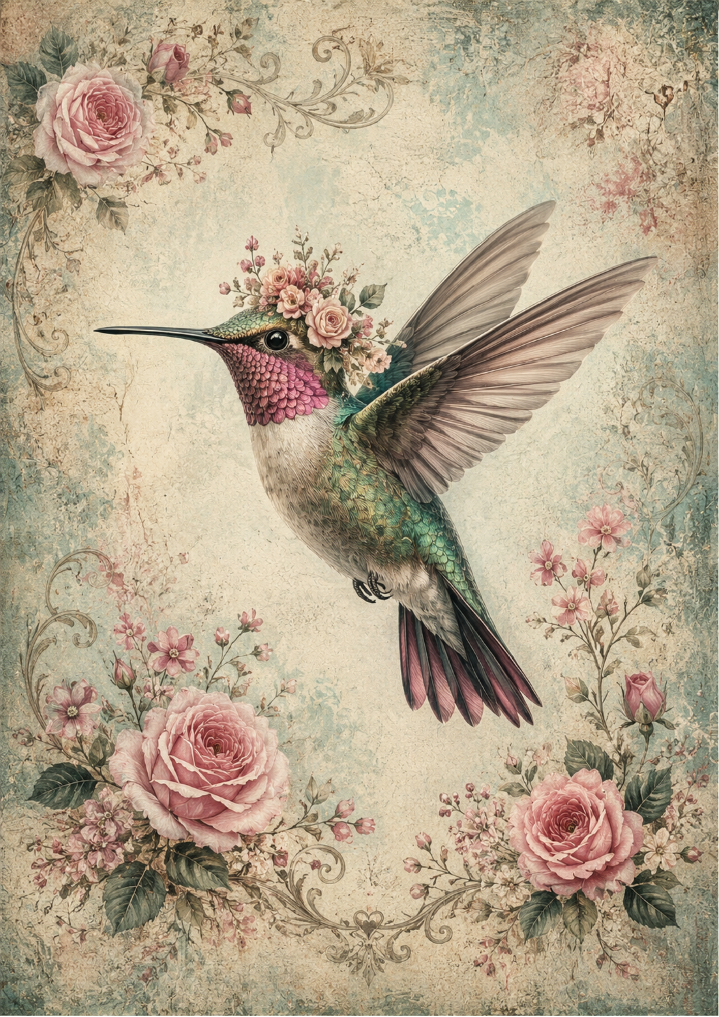 Reispapier für Decoupage, Blumenhintergrund, vollständig, Kat. Nr. 4809
