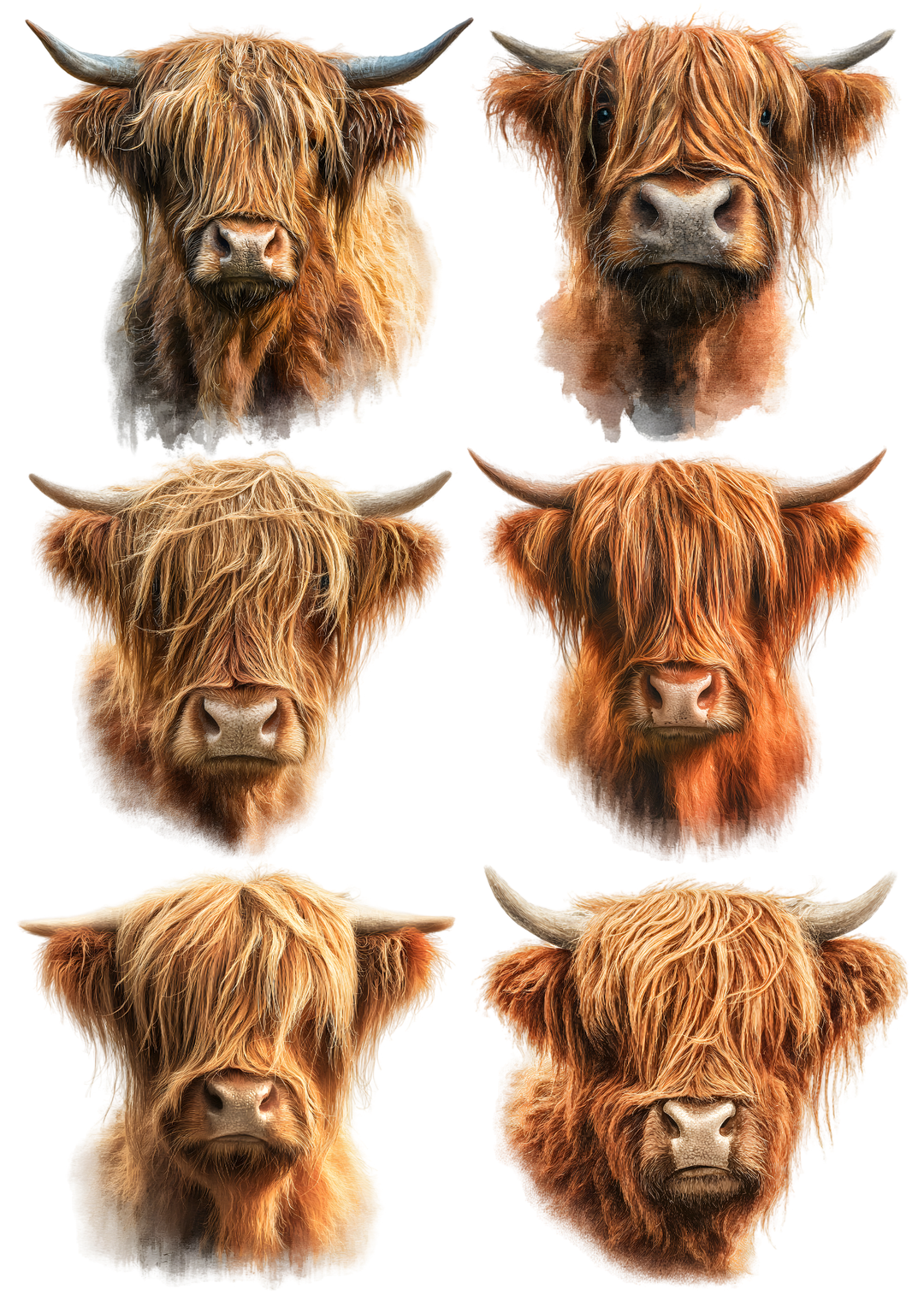 Rice Paper For Decoupage Highland Cow Portrait Collage Cat. No. 9747