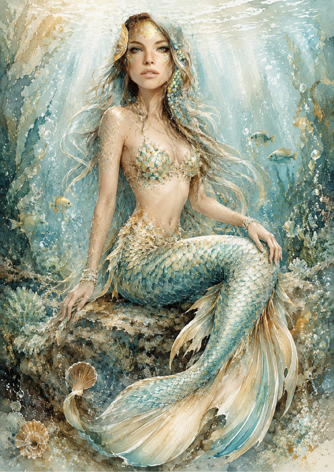 Rice Paper For Decoupage Beautiful Mermaid Full Cat. No. 9760