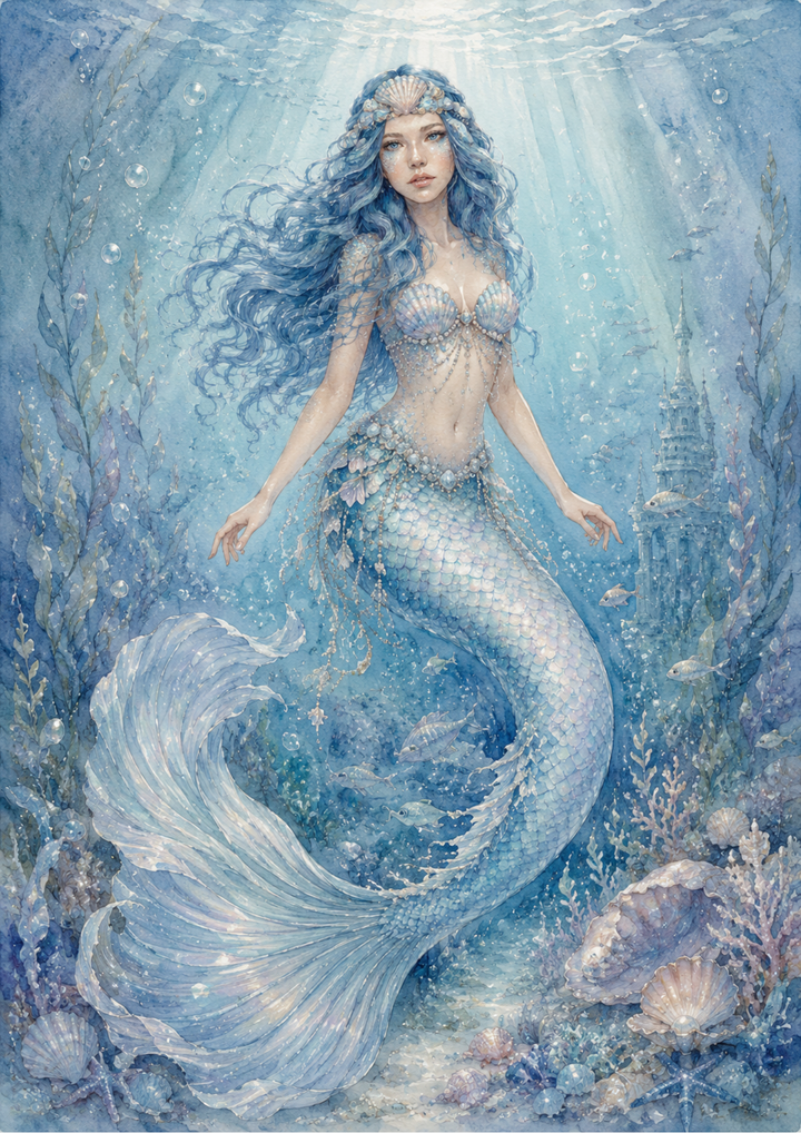 Rice Paper For Decoupage Beautiful Mermaid Full Cat. No. 9762