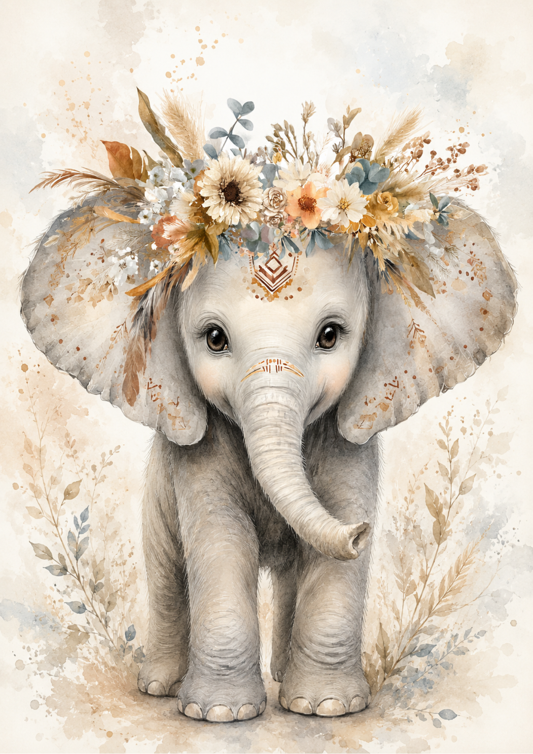 Rice Paper For Decoupage Adorable Boho Elephant Full Cat. No. 9768