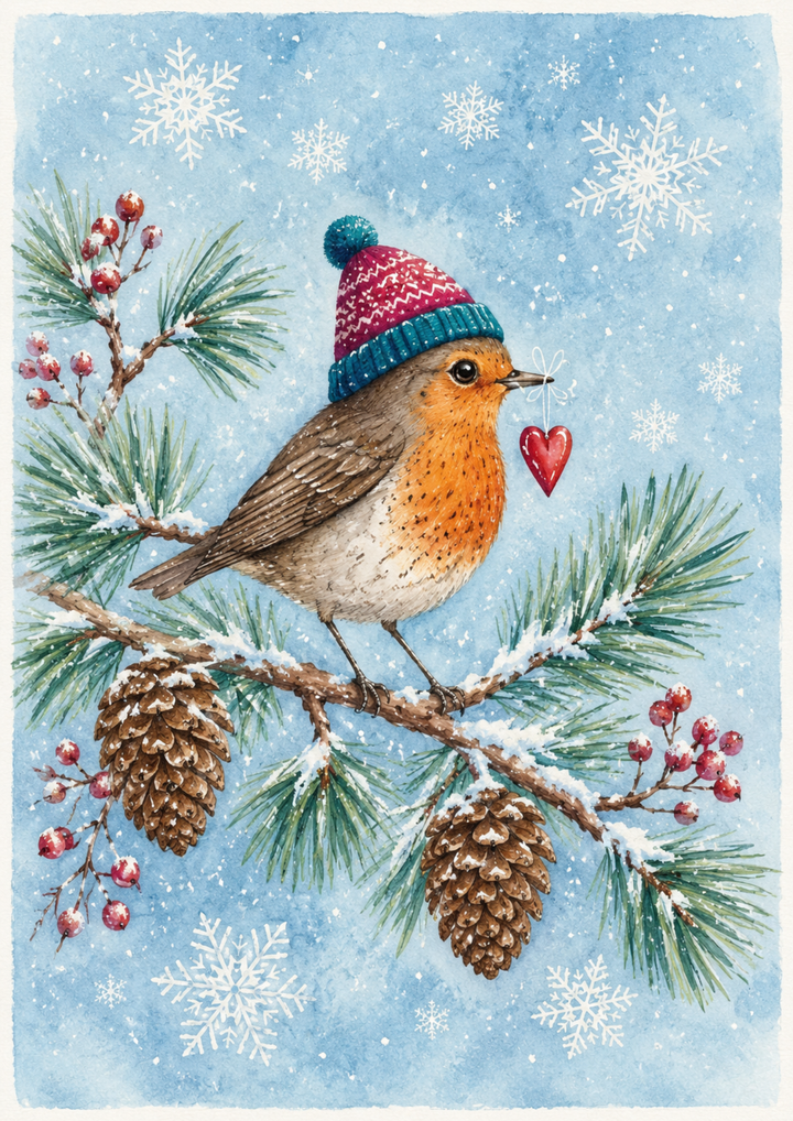 Rice Paper For Decoupage Winter Robin  Full Cat. No. 9769