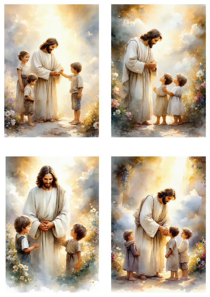 Rice Paper For Decoupage Jesus &amp; Children Collage Cat. No. 9800