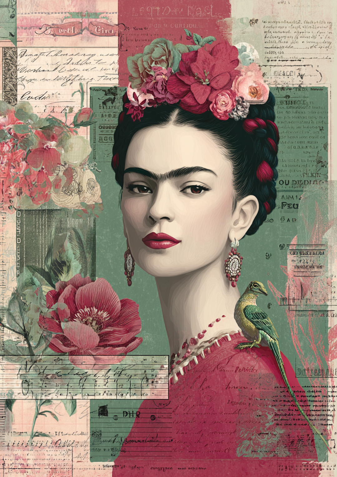 Rice Paper For Decoupage Frida Portrait Full Cat. No. 9816