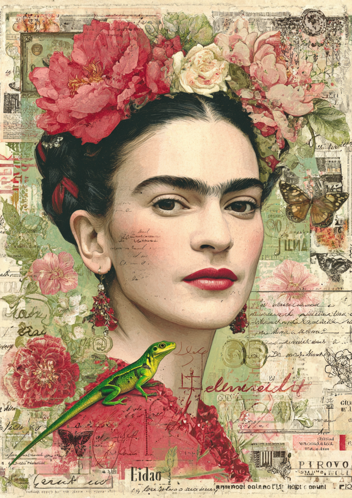 Rice Paper For Decoupage Frida Portrait Full Cat. No. 9818