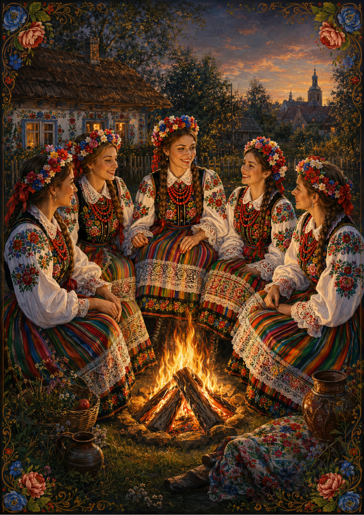 Rice Paper For Decoupage  Polish Ladies in Traditional Folk Costumes  Full Cat. No. 9829
