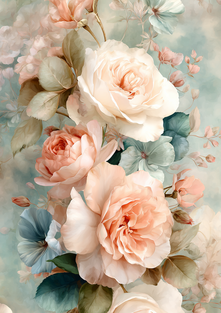 Rice Paper For Decoupage Pastel Roses Full Cat. No. 9832