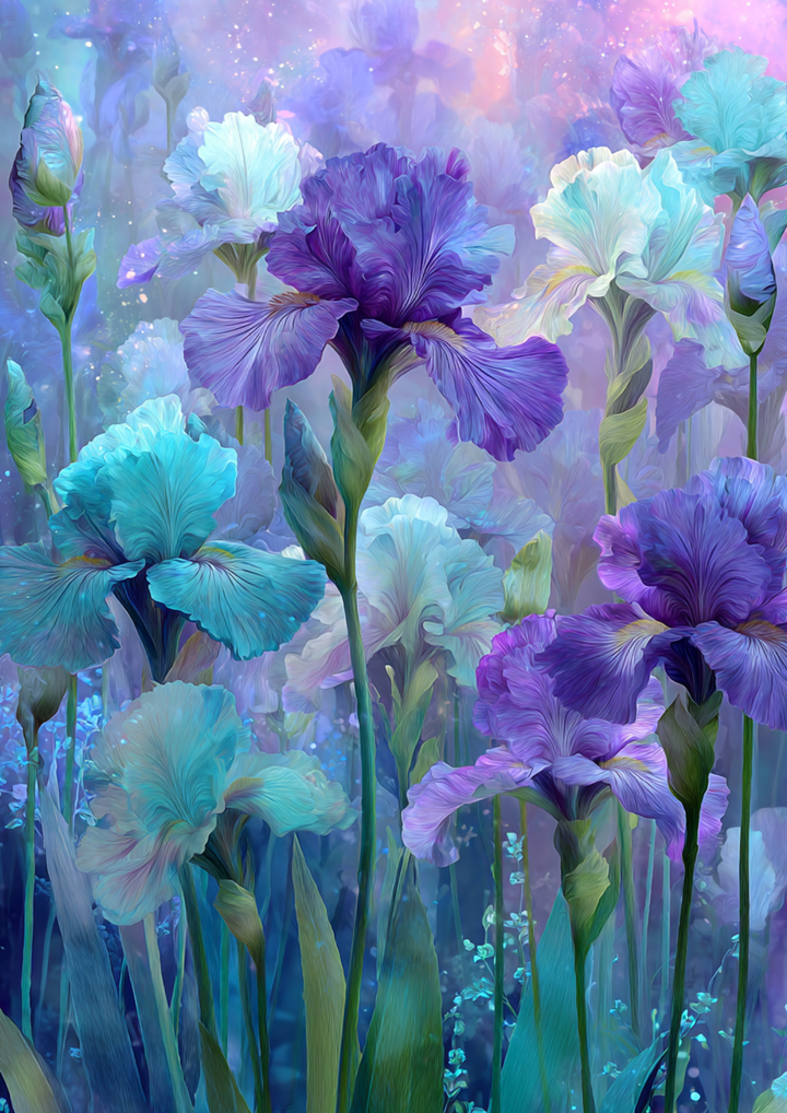 Rice Paper For Decoupage  Graceful Iris Blossoms Full Cat. No. 9838