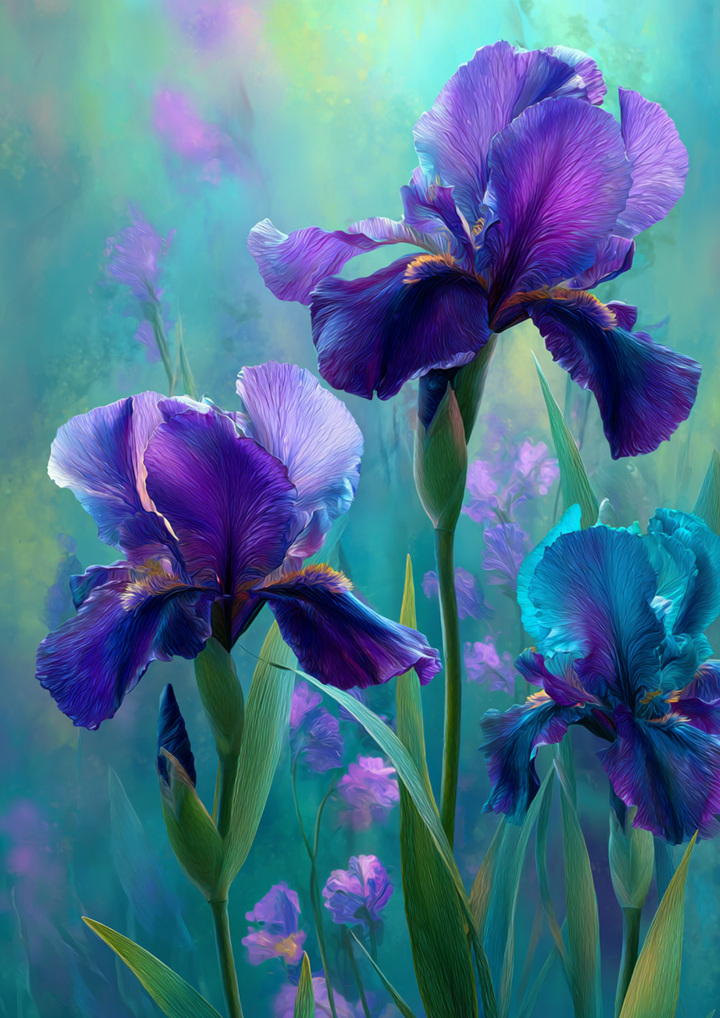 Rice Paper For Decoupage  Graceful Iris Blossoms Full Cat. No. 9839