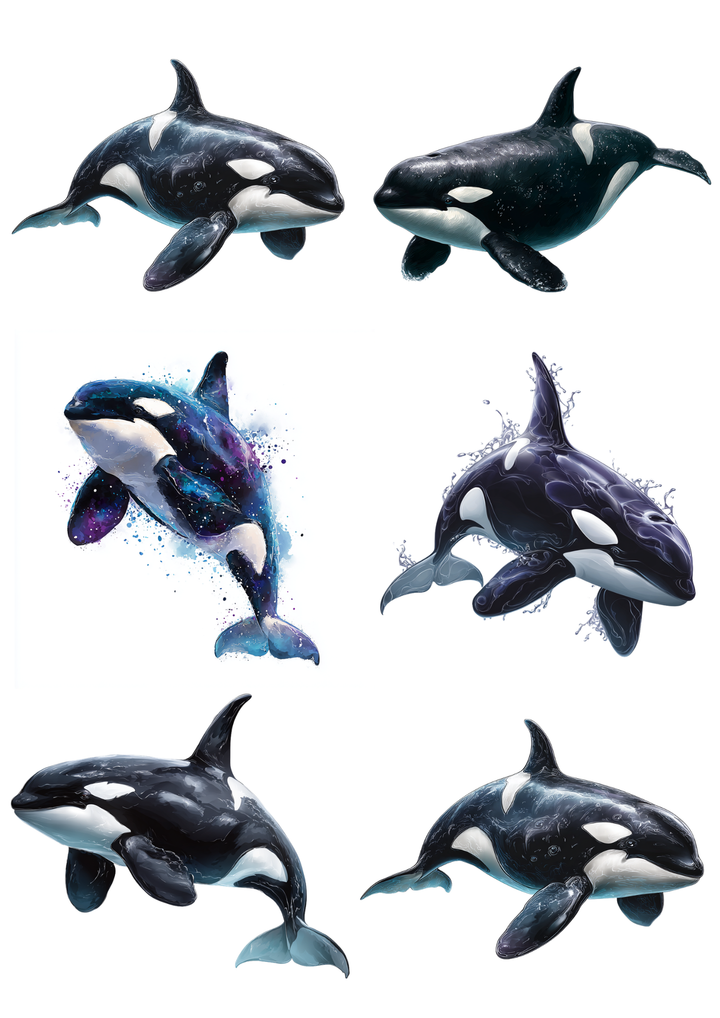 Rice Paper For Decoupage  Orca Whale Collage Cat. No. 9845