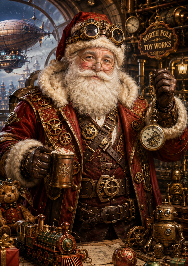 Rice Paper For Decoupage Steampunk Santa Clause Full  Cat. No. 9941