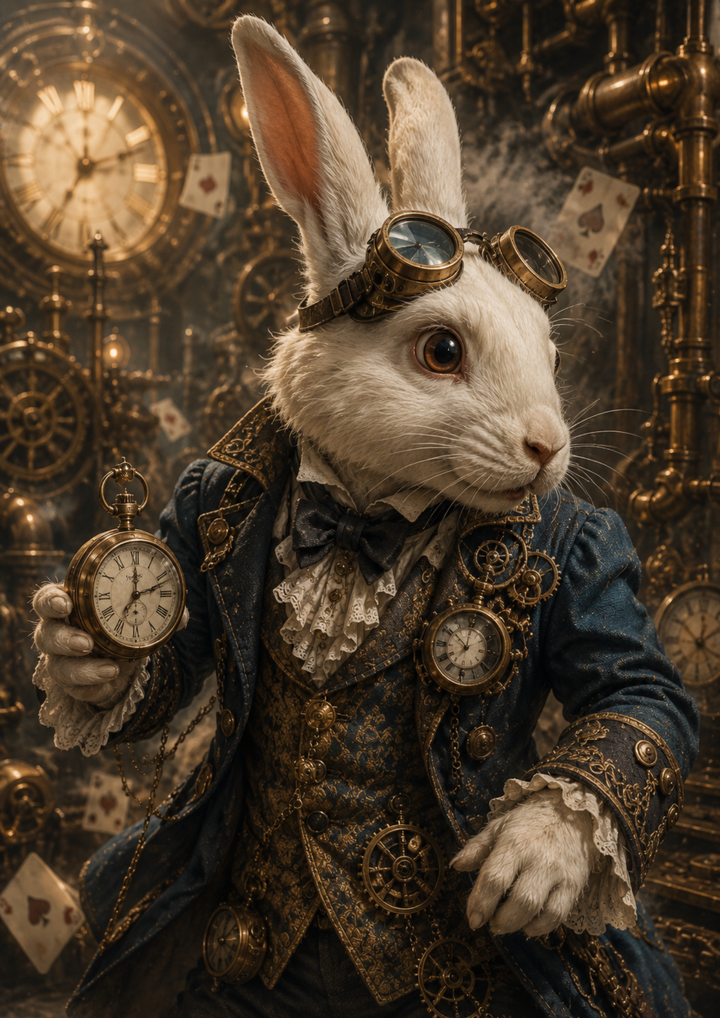Rice Paper For Decoupage Steampunk White Rabbit Full  Cat. No. 9947