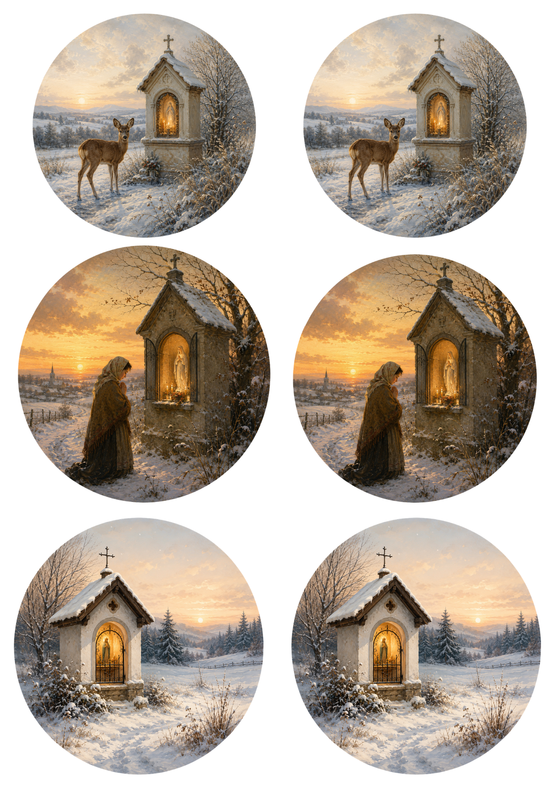 Rice Paper For Decoupage Roadside Shrine Circle Collage Cat. No. 9951