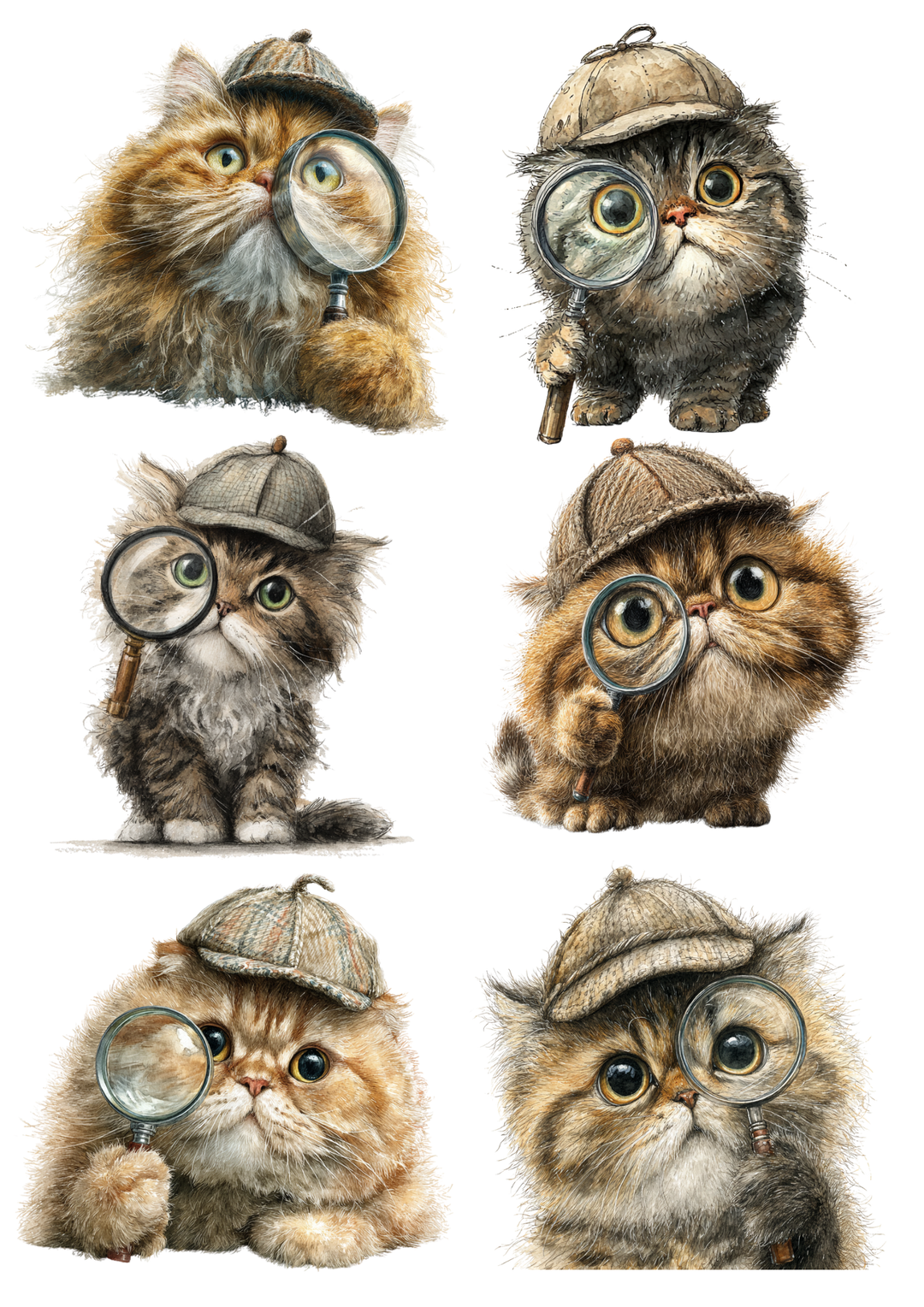 Rice Paper For Decoupage Curious Cat Detective  Full  Cat. No. 9962