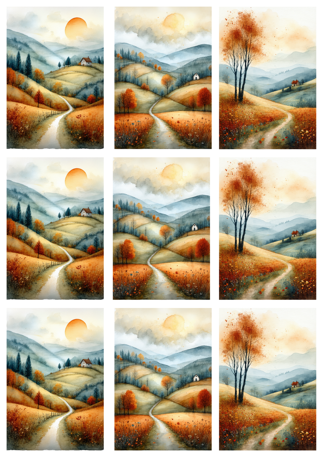 Rice Paper For Decoupage Autumn Landscape Collage Cat. No. 9982