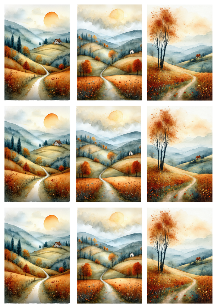 Rice Paper For Decoupage Autumn Landscape Collage Cat. No. 9982