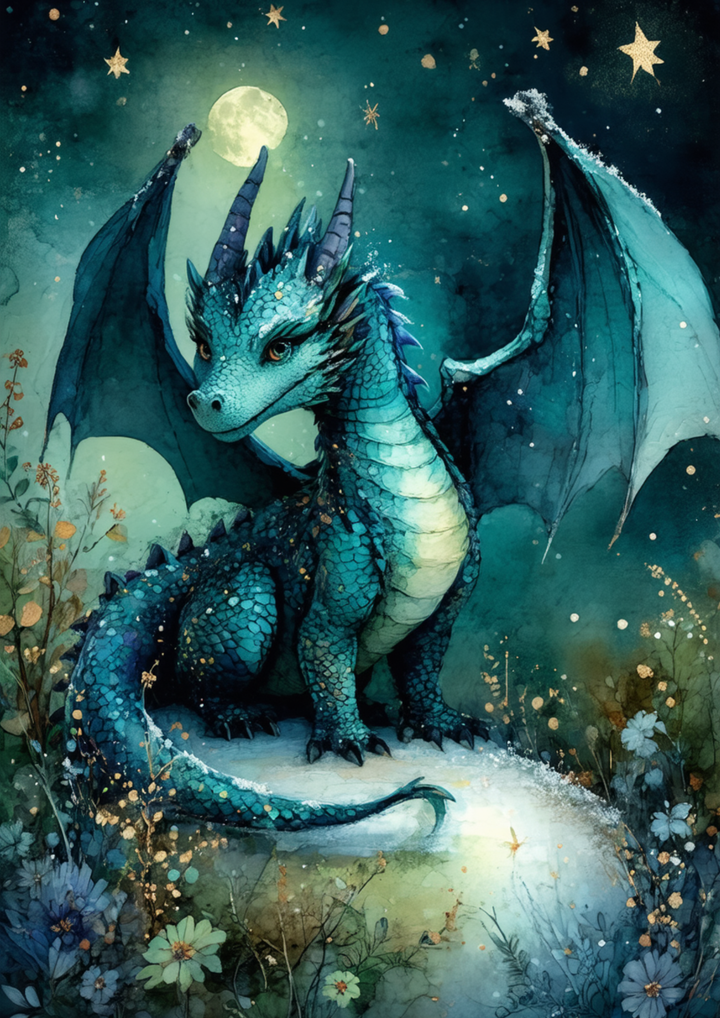 Rice Paper For Decoupage  Mystic Blue Dragon Full Cat. No. 9986