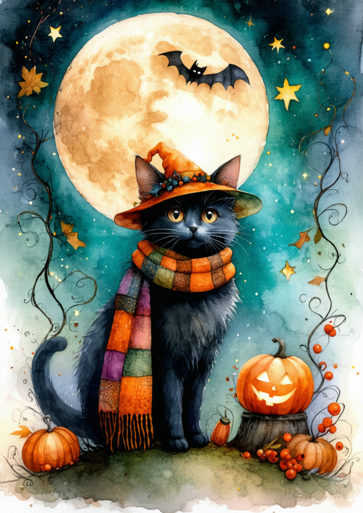 Rice Paper For Decoupage The Enchanted Halloween Cat  Full Cat. No. 9995