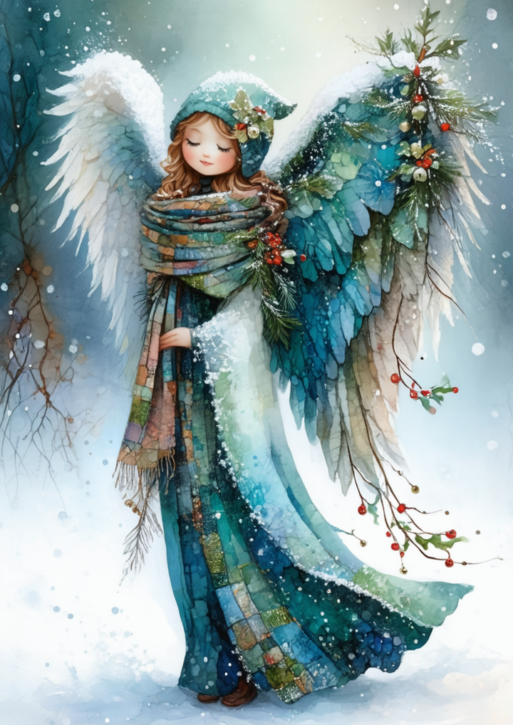 Rice Paper For Decoupage  Patchwork Winter Angel Full Cat. No. 9999